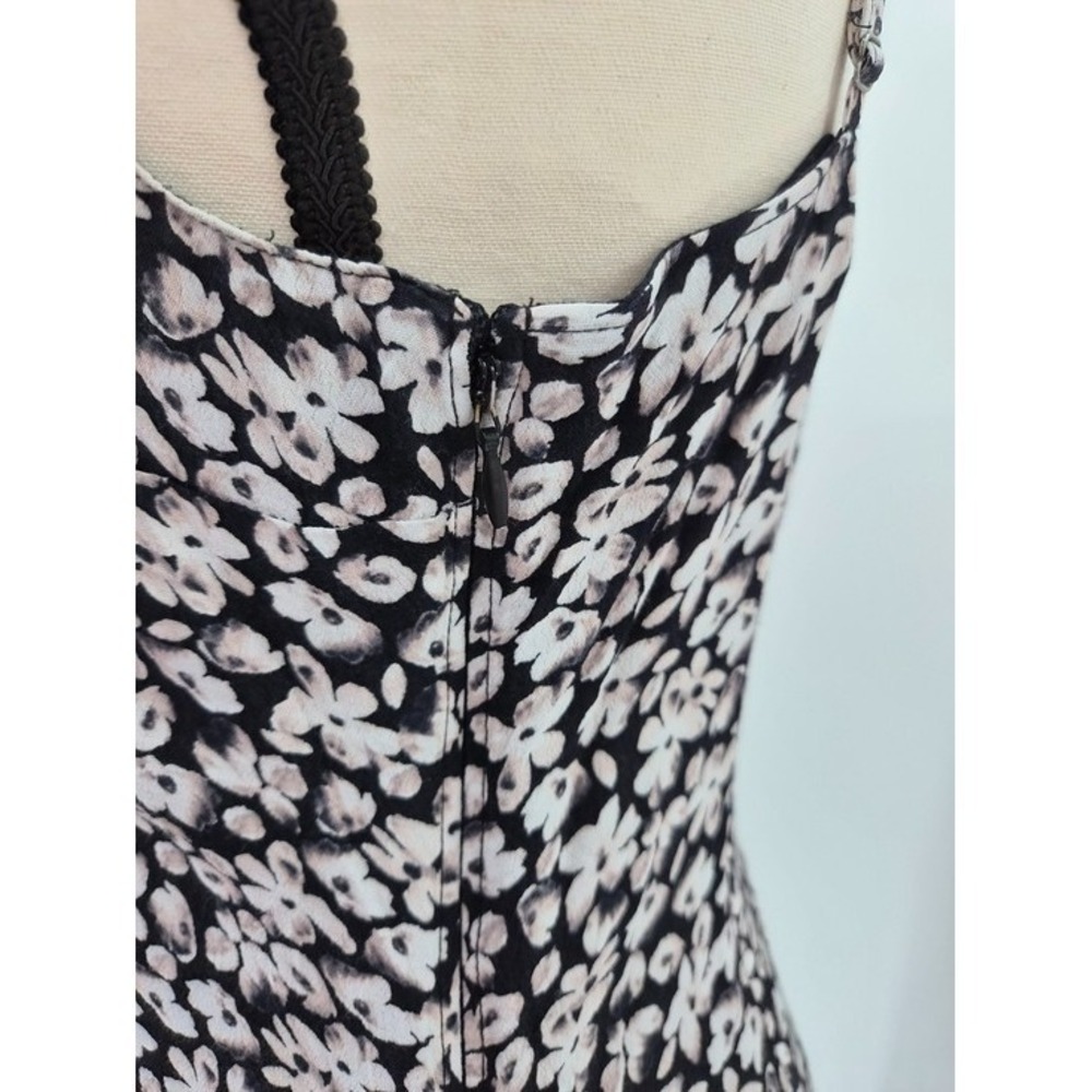 Abercrombie & Fitch Black Floral Midi Slip Dress S Viscose Side Slit Date Night - Picture 8 of 14